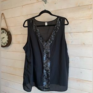 Old Navy | Semi-Sheer Black Sequin Top